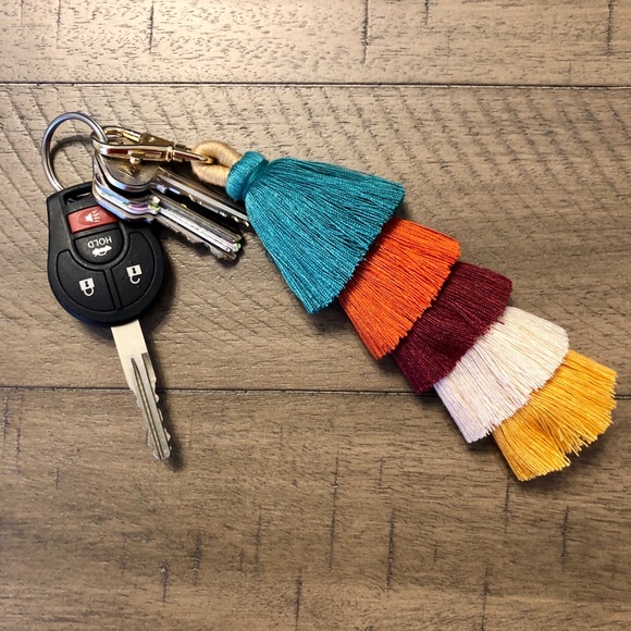 Multicolored Tassel Bag Charm or Keychain - Picture 3 of 6